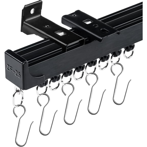 Curtain Tracks Ceiling Wall Mounted with Soundproof Strips, Curtains Tracks Rails System, Black Ceiling Track for Curtains