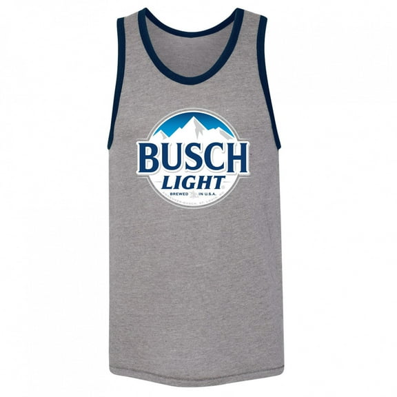 Busch Light Logo with Blue Trim Grey Tank Top-3XLarge