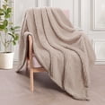 thumbnail image 4 of Whale Flotilla Fuzzy Fleece 50"x70" Throw Blanket for Couch, Fluffy Warm Soft Jacquard Blankets for Fall Winter, Lightweight and Cozy, Camel, 4 of 10