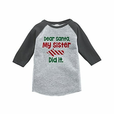 

7 ate 9 Apparel Funny Kids Santa Christmas Raglan Tee Grey
