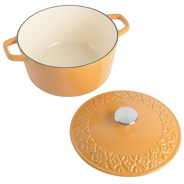  SPICE BY TIA MOWRY 3.5 QT Enameled Cast Iron Dutch Oven  W/Embossed Lid - Honey Gold (87075.02R): Home & Kitchen