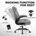 thumbnail image 6 of COOLHUT Office Chair, Executive Leather Chair Home Office Desk Chairs, Computer Chair with Adjustable Flip-up Padded Arms, Lumbar Support Swivel Desk Chair with Adjustable Hight and Tilt, Gray, 6 of 12