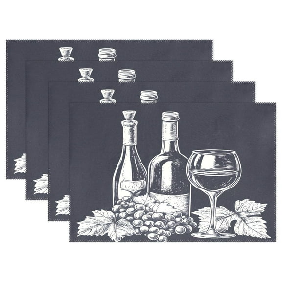 Ryvnso Placemats Set of 4 Abstract Wine Print Dining Mats Heat-Resistant Non-Slip Washable Table Mat