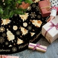 thumbnail image 2 of Christmas Tree Skirt, Golden Christmas Trees Snowflakes Black Gold Merry Christmas, Home Party Decorations, 36 inch, 2 of 10
