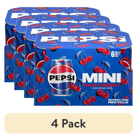 (4 pack) Pepsi Soda Wild Cherry Soda Pop, 7.5 Fl Oz 6 Pack, Paperboard
