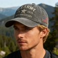 thumbnail image 6 of 250th Anniversary Army Hat, Embroidered Baseball Cap Tribute Washed Denim Hat Color Light Gray Size One Size, 6 of 7