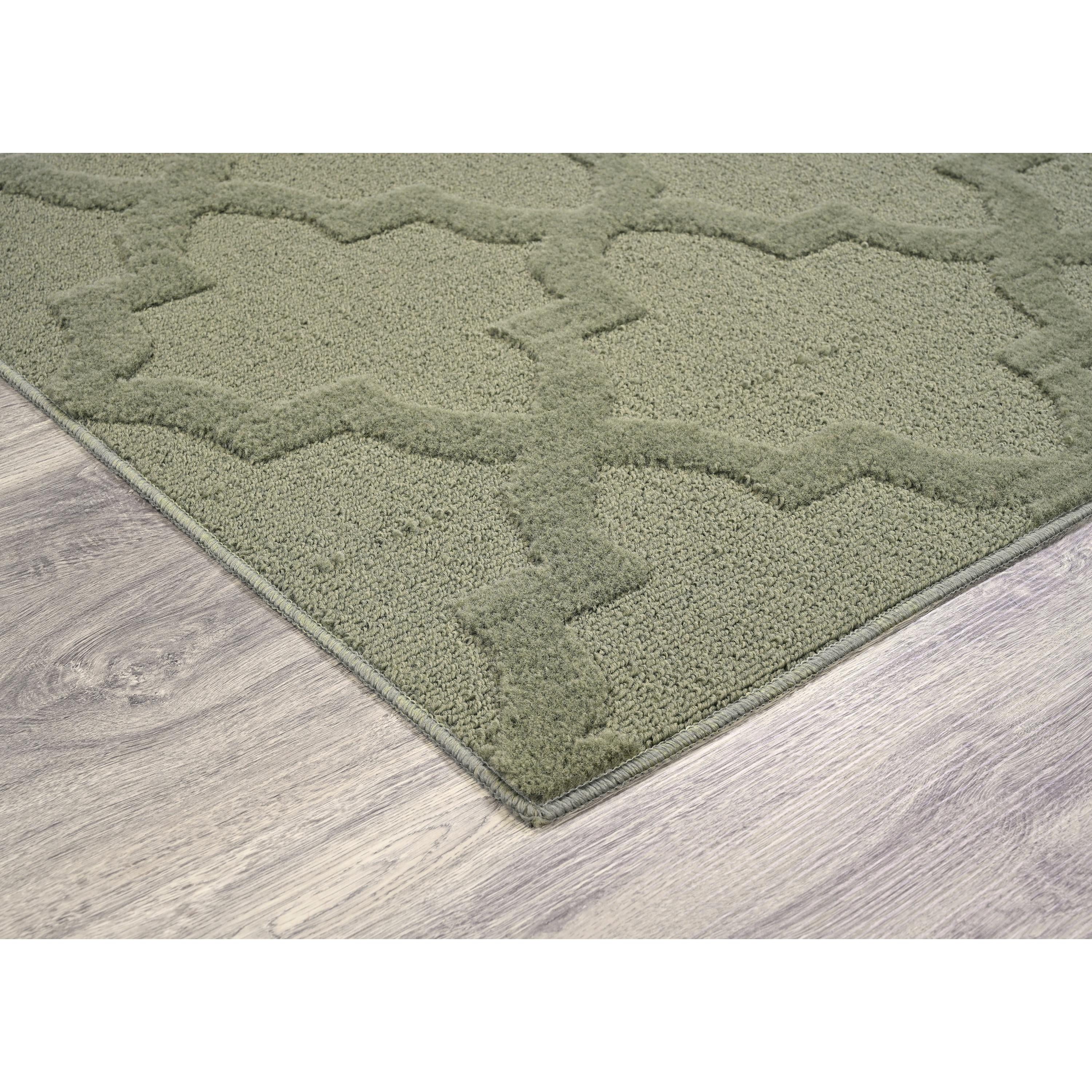 Garland Rug Quatro Polypropylene Sage Indoor Runner Rug, 3' x 12'