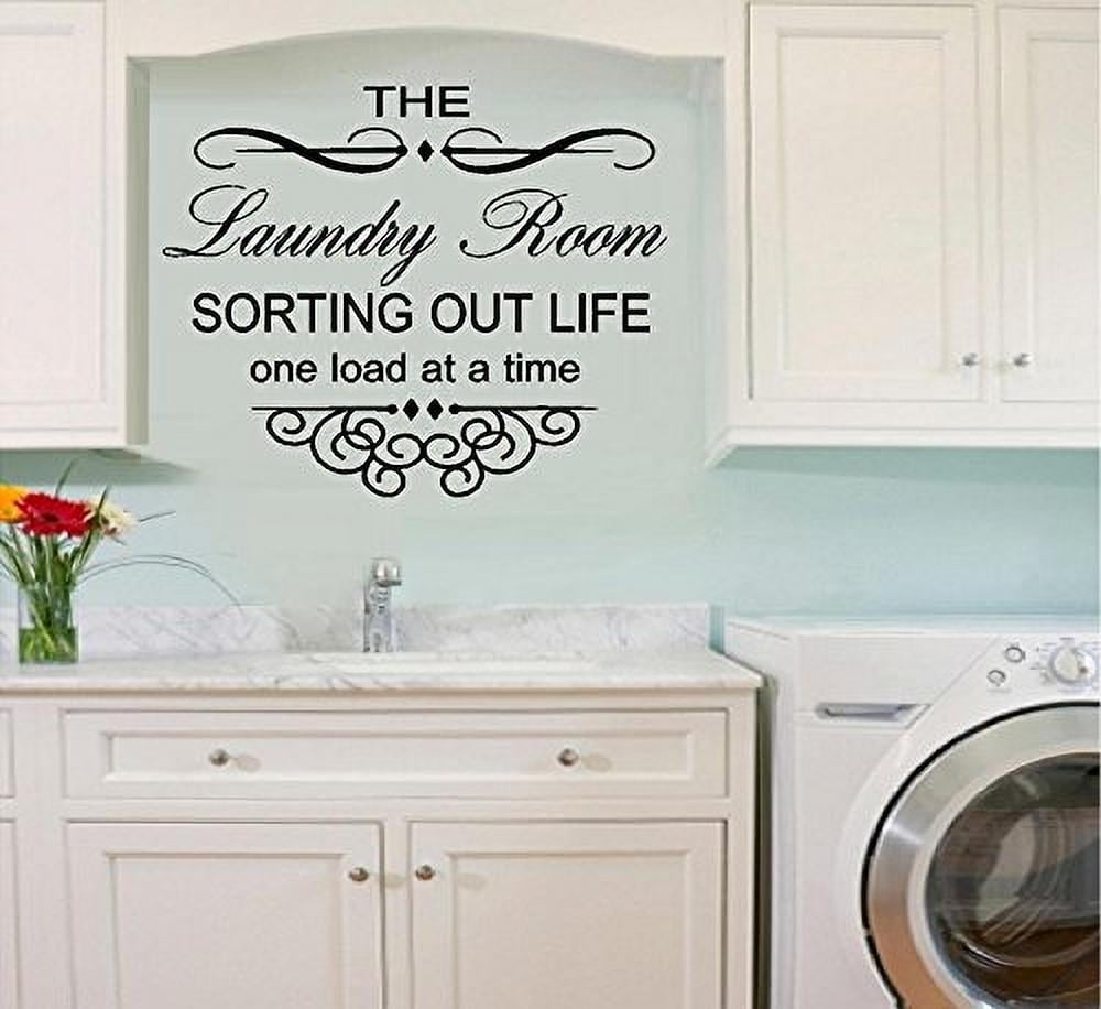 LARGE LAUNDRY ROOM QUOTE SORT LIFE ONE LOAD TIME WALL ART STICKER TRANSFER DECAL 