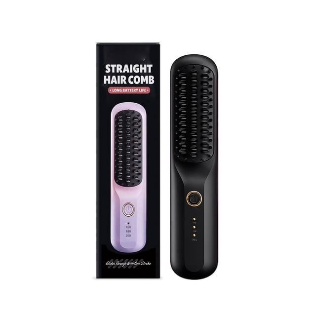 Cepillo de peinado para cabello corto. Cepillo alisador inalámbrico, portátil y recargable, ideal para viajes y uso diario. Respetuoso con el cabello y de diseño duradero