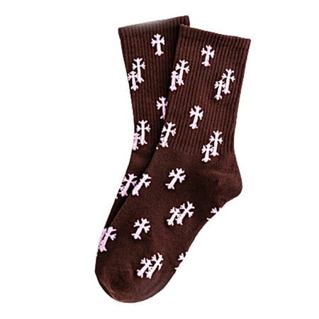 

FAIOIN 1 Pair Crew Street Fashion Socks Spiny Crucifix Latin for Cross Rood Cotton Sock