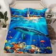 thumbnail image 2 of Erosebridal Ocean Whale Sheet Set Twin,Marine Sealife Bedding Sets Twin Size,Uderwater World Decor,Breathable,3pcs, 2 of 7