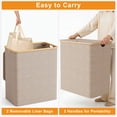 thumbnail image 3 of BGTREND 150L Double Laundry Basket with Lid, Clothes Hampers for Laundry with Bamboo Handles and Removable Liner Bags, Collapsible Laundry Sorter Dirty Clothes Hamper (Beige), 3 of 8