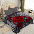 thumbnail image 4 of JML Raschel A&B Printed 2-ply Reversible Korean-style Plush Fleece Blanket Gray Rose King, 4 of 5