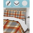 thumbnail image 4 of Quilts Twin Size Bedding Set, Vintage Plaid Lightweight Quilted Comforter, Autumn Orange Red Grey Checkered Farmhouse Soft Reversible Bedspread Coverlet with Pillow Covers for All Season, 68" x 86", 4 of 7