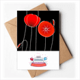 thumbnail image 1 of Linea de arte abstracto circulo rojo flores de amapola Tarjetas de cumpleaños en sobres en blanco, 1 of 4