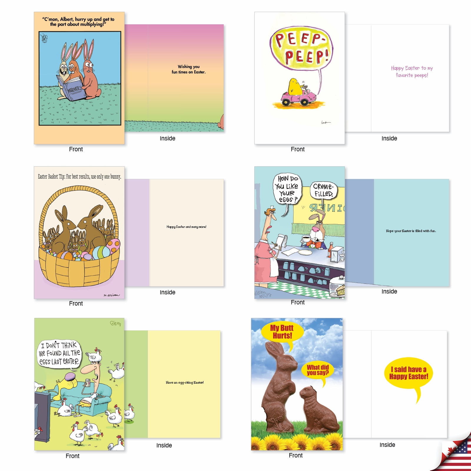 NobleWorks 20 Assorted Box Set Funny Easter Greeting Cards w/5 x 7 Inch Envelopes (20 Designs, 1 Each) Eastertime Fun AC10362EAG-B1x20