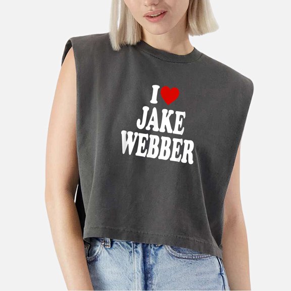 EcoLoom I Love Jake Webber Cap Sleeve Muscle Crop Shirt Women Sleeveless Baby Tee