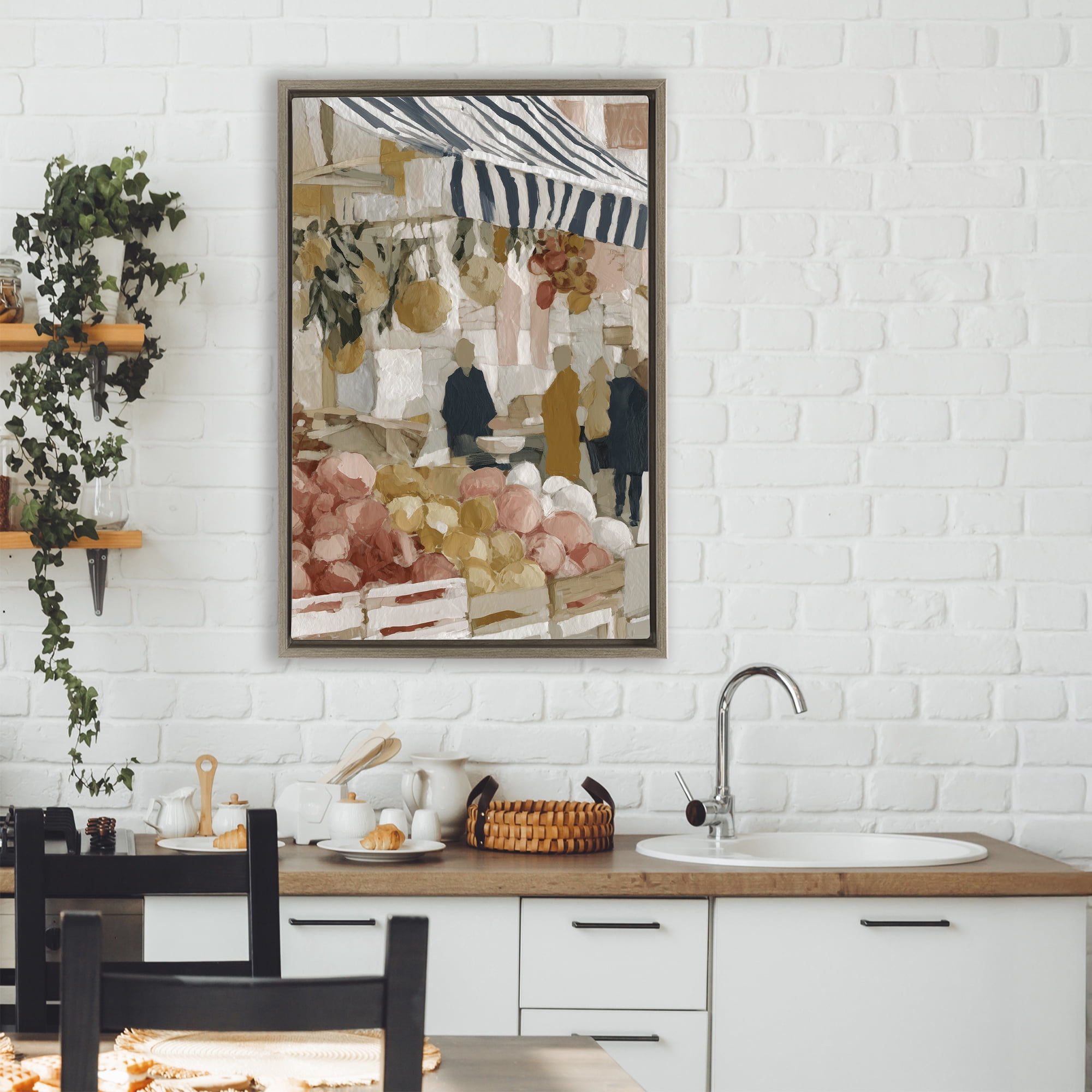 Stupell Industries Market Stall with Fresh Citrus Brown Framed Floater Canvas Wall Art, design by Chromatic Storm Studio