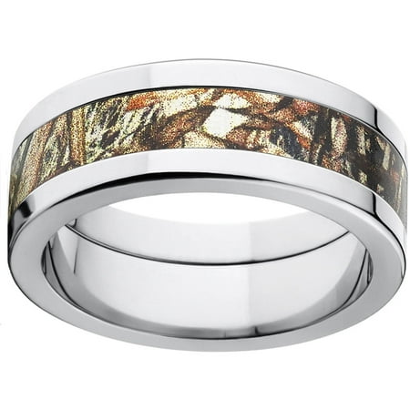 Duckblind Men's Camo 8mm Stainless Steel Wedding Band with Polished Edges and Deluxe Comfort Fit
