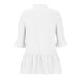 thumbnail image 6 of Women's Tops Summer Trendy V Neck Half Horn Sleeve Shirt Curved Hem Loose Flowy Comfortable Breathable Blouses (XL, White), 6 of 7