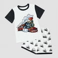 thumbnail image 2 of Boys Summer Outfits Cartoon Train Print Short Sleeve T-Shirt And Shorts 2-Piece Breathable Children Set, 2 of 4