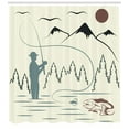 thumbnail image 3 of Ambesonne Fishing Theme Shower Curtain, Monster Fish in River, 69"Wx84"L, Ivory and Multicolor, 3 of 3