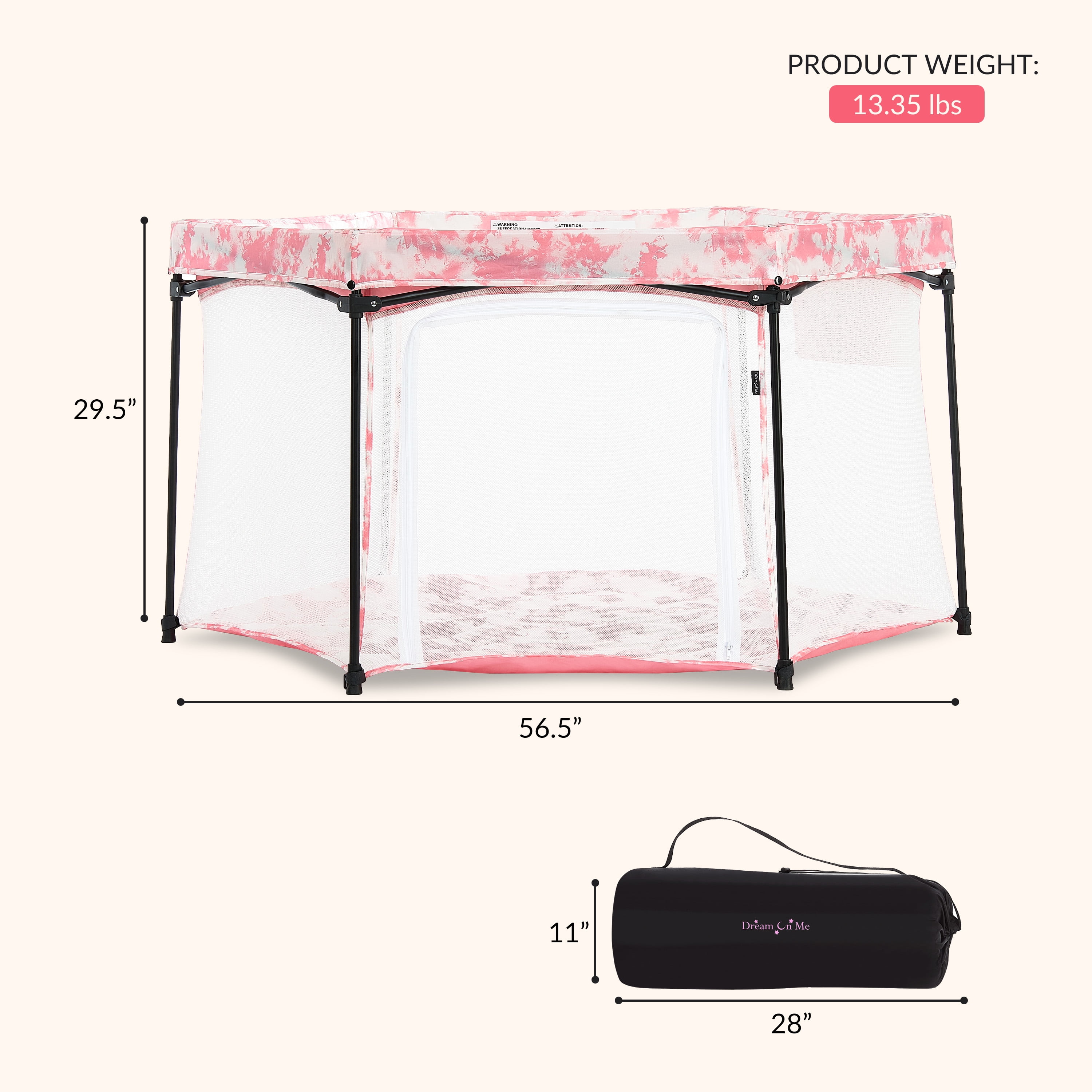 Dream on Me Onyx Playpen, Blush Pink
