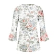 thumbnail image 6 of Womens 3/4 Sleeve Tops Print Casual Fashion T Shirt Button V Neck Blouse Tunic Tops, 6 of 7