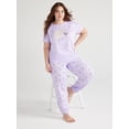 thumbnail image 4 of Joyspun Women’s Short Sleeve Tee and Joggers Pajama Set, 2-Piece, Sizes S to 3X, 4 of 6