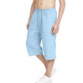 thumbnail image 2 of Miluxas Boys Capri Pants Summer Baggy Casual Beach Capris Lightweight Solid Drawstring Elastic Waist Yoga Trousers Blue 8-9Years, 2 of 7