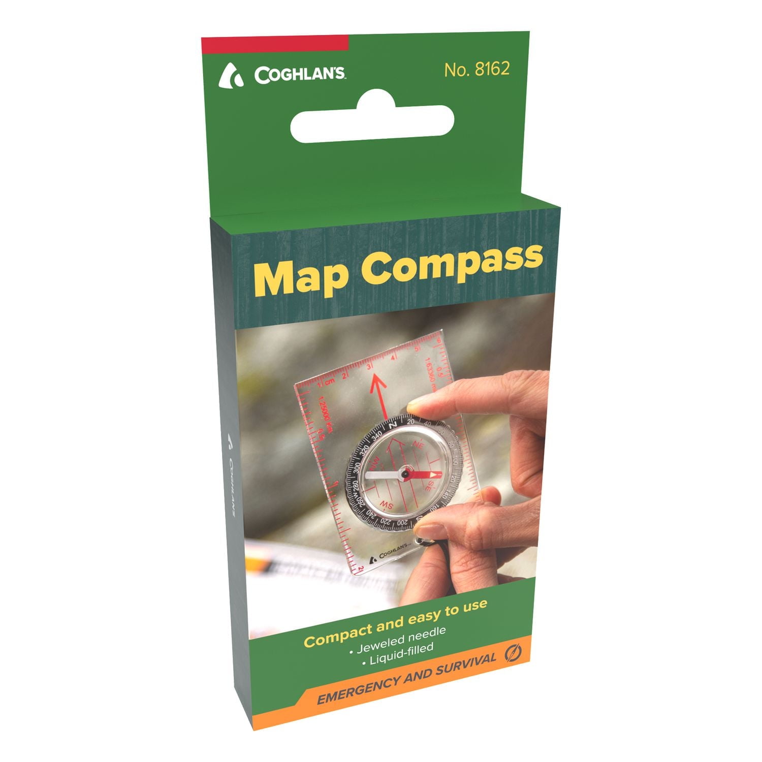 Coghlan's Map Compass with Rotating, Liquid-Filled Housing and See-Through base, Scales: mm, in, km, and mi