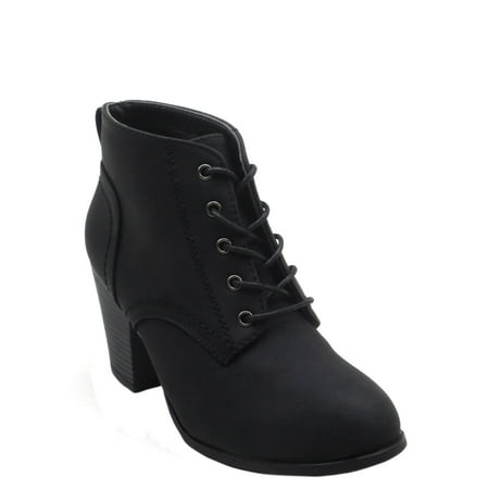 Brown Suede High Heel - Blue Womens Low Heel Ankle High Lace Up Side Zip Fashion Winter Fall Boots 2018 Holidays Collection-KENDRA Size -006 BLACK