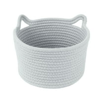 Light Grey Bathroom Shelf Basket, 9.4 Inch Woven Rope Bin, 1 Count, Small Cotton Storage Container For Guest Towel Skin Care, Modern Living Room Catchall, Clean Minimalist Home Organization
