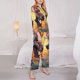 thumbnail image 3 of Balery Colorful Wave Dragon Head Conjunto de Pijama con Estampado para Mujer, Conjunto de Dos Piezas con Manga Larga, Ropa de Dormir Suave con Bolsillos, Pijamas Cómodos-Large, 3 of 7