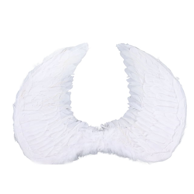Alas de plumas para adultos y niños, accesorio de disfraz de alas vívidas para Halloween, fiesta de Navidad, blanco, M, 60 x 45 cm/23,6 x 17,7 pulgadas