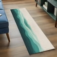 thumbnail image 3 of 2'x6' Rug Runners for Hallways Kitchen, Teal Beige Ombre Non Slip Entryway Beside Floor Carpet Runner, Minimalist Ocean Waves Linen Washable Laundry Room Bedroom Throw Rugs Mat for Family Pet, 3 of 8