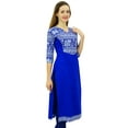 thumbnail image 3 of Phagun Women's Cotton Designer Kurta Blue Tunic Ethnic 3/4 Sleeve Kurta-16, 3 of 8