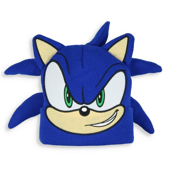 Sonic The Hedgehog Embroidered Face 3D Quills Cuffed Costume Beanie Hat