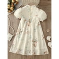 thumbnail image 4 of Toddler Girls Puff Sleeve Frill Trim Fan Embroidery Tassel Chinese Style Cheongsam Dress For Party Kids Summer Clothes, 4 of 5