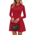 thumbnail image 2 of Vestido PRETTYGARDEN Otoño 2025 Rojo Mini de Manga Larga, 2 of 8
