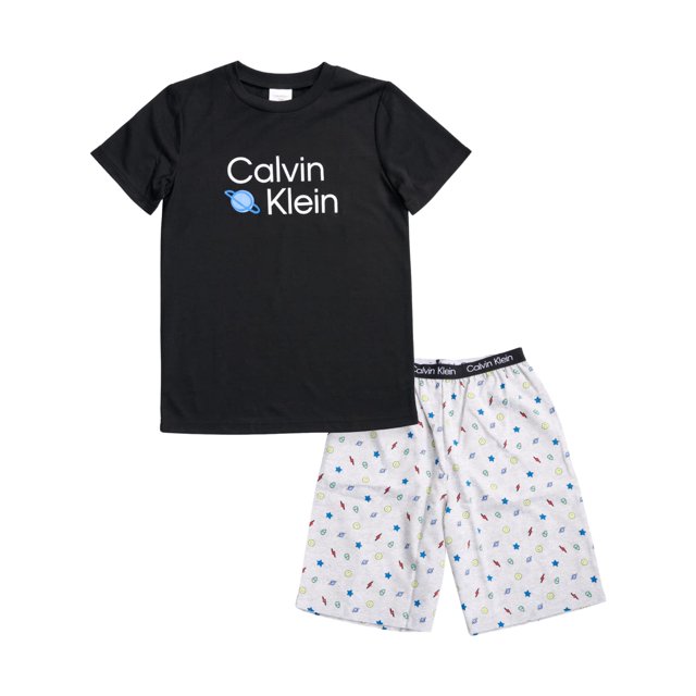 Conjunto de pijama Calvin Klein para niños, color negro/Icons, talla M, poliéster