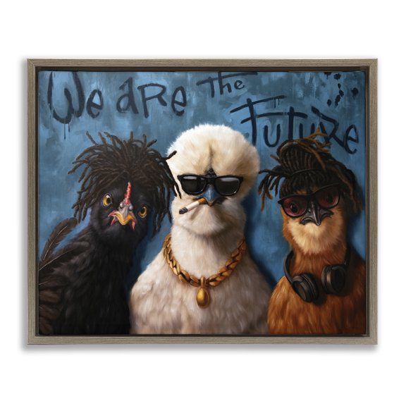 Stupell Industries We Are The Future Birds Animals Painting Brown Floater Framed Canvas Art Print Wall Art, 25 x 31