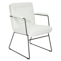 OSP Home Furnishings GT Chair in White Faux Leather with Black Sled Base