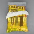 thumbnail image 1 of Fall Duvet Cover Set, Dreamy Fantasy Enchanted Forest Illustration Deciduous Trees Bushes in the Countryside, Bedding Set with Shams and Fitted Sheet, 3 Sizes, by Ambesonne, 1 of 3