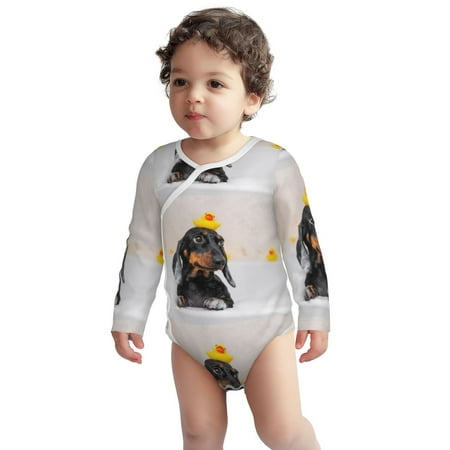 

Haiem Dachshund Sitting in Bathtub Printed Unisex-Baby Long Sleeve Onesies Bodysuits Unisex Babies Snap-Up Rompers-12 Months