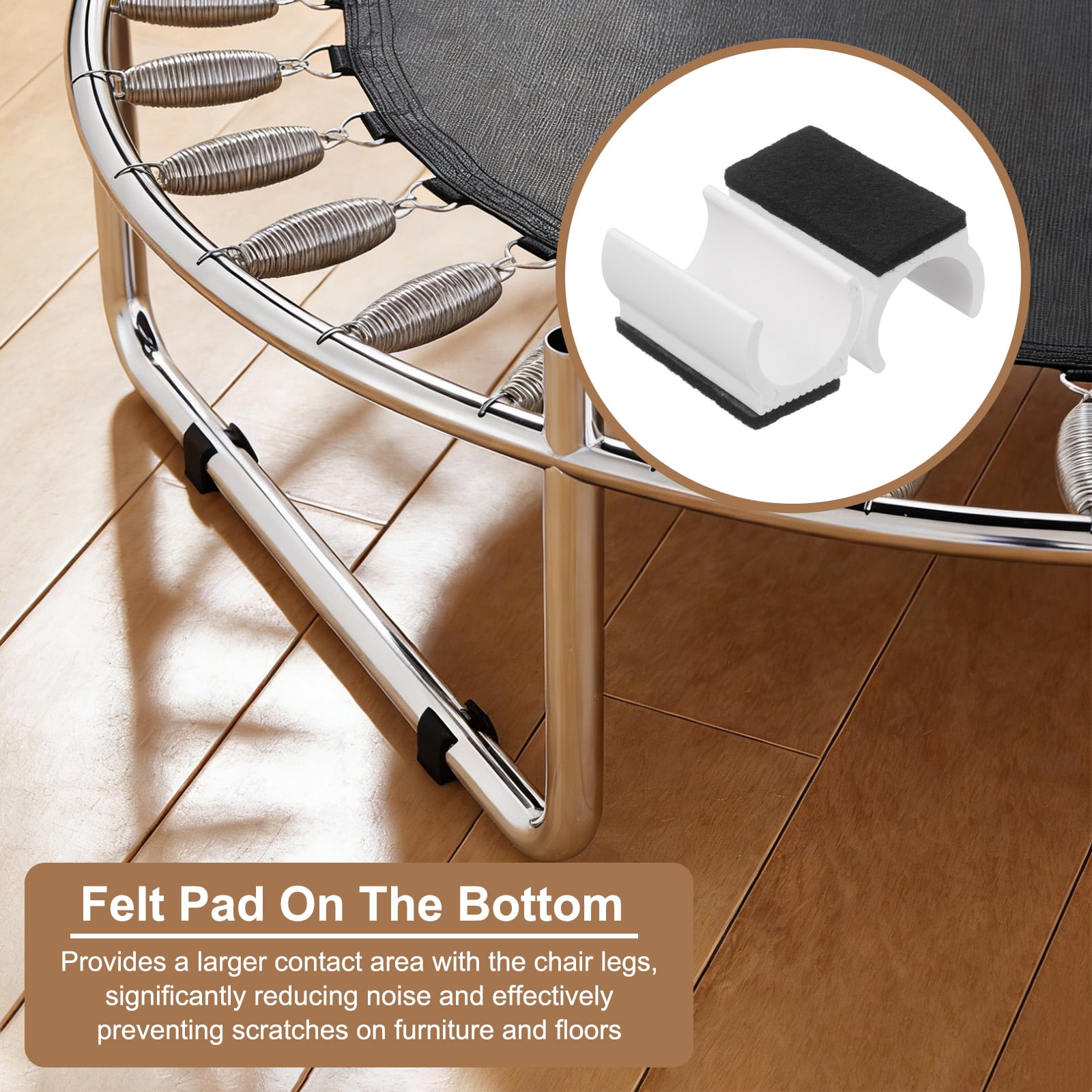 16 Pack Rectangle U Shaped Chair Leg Caps with Felt Pads, Fit 25mm Dia Tubular Legs, Slide Smoothly Furniture Feet Protector No Scratches No Noise for Hardwood Floors, White