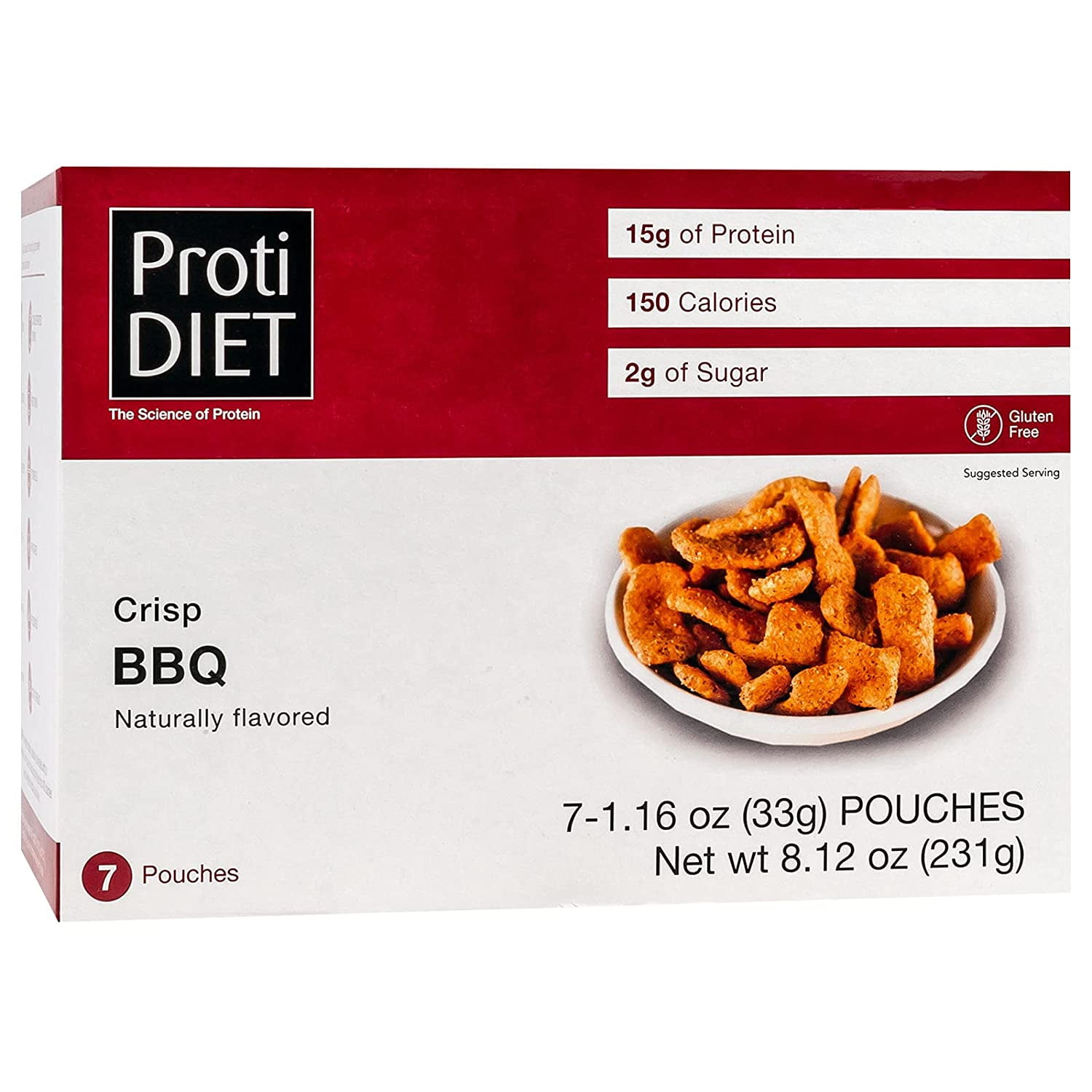 ProtiDiet Protein Crisps BBQ 7/Box High Protein 15g Low Calorie