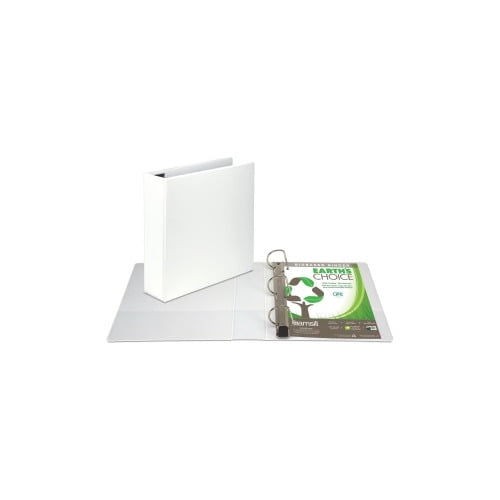 Samsill Earth's Choice One Touch Biobased USDA Certified 1 1' Binder Capacity - 3 x D-Ring Fastener(s) - 2 Internal Pocket(s) - White - Recycled - Ink-transfer Resistant, Non-stick, Acid-free, Archiva