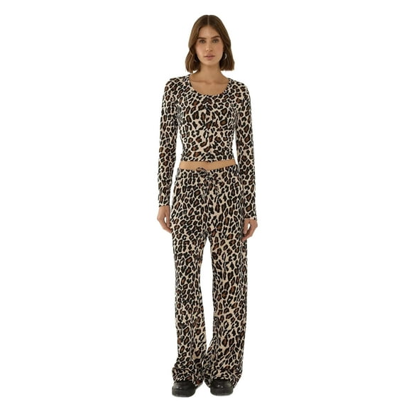 Leopard Print Straight Leg Pants