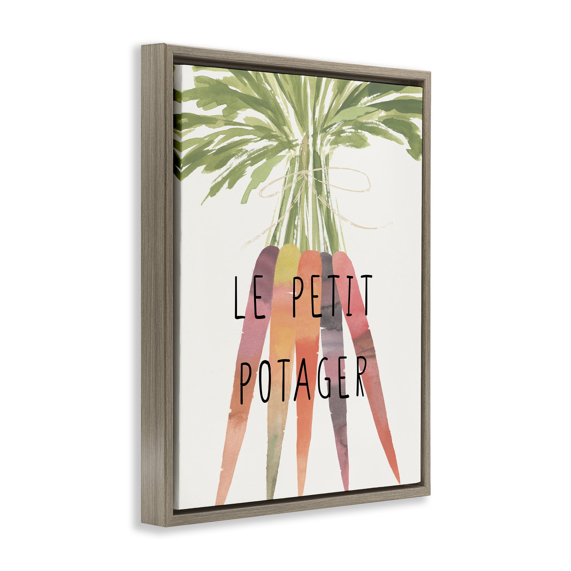Stupell Industries Vegetable Garden Phrase Food & Beverage Painting Brown Floater Framed Canvas Art Print Wall Art, 25 x 31
